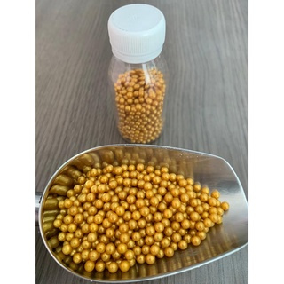 

Sprinkle Pearl Gold emas 3mm 50 gr bottle / cake decoration