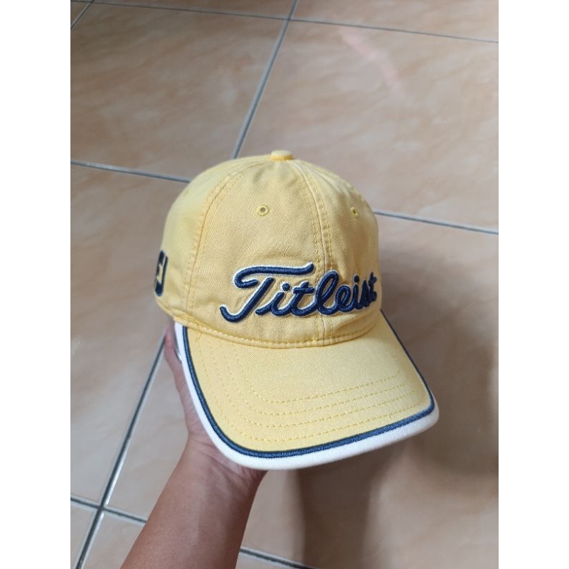 topi golf pria titleist original cotton bordir embos