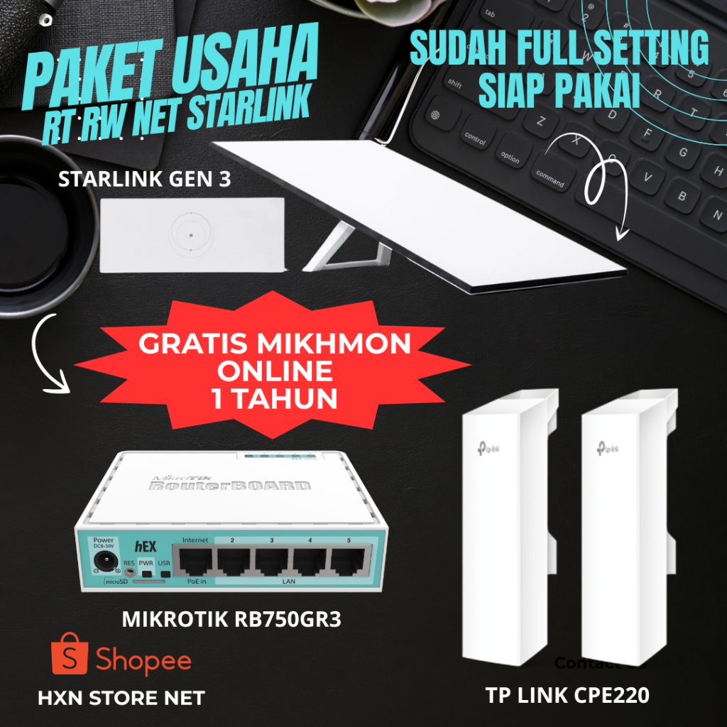 Paket Usaha Wifi Voucheran STARLINK Sudah Full Setting Siap Pakai