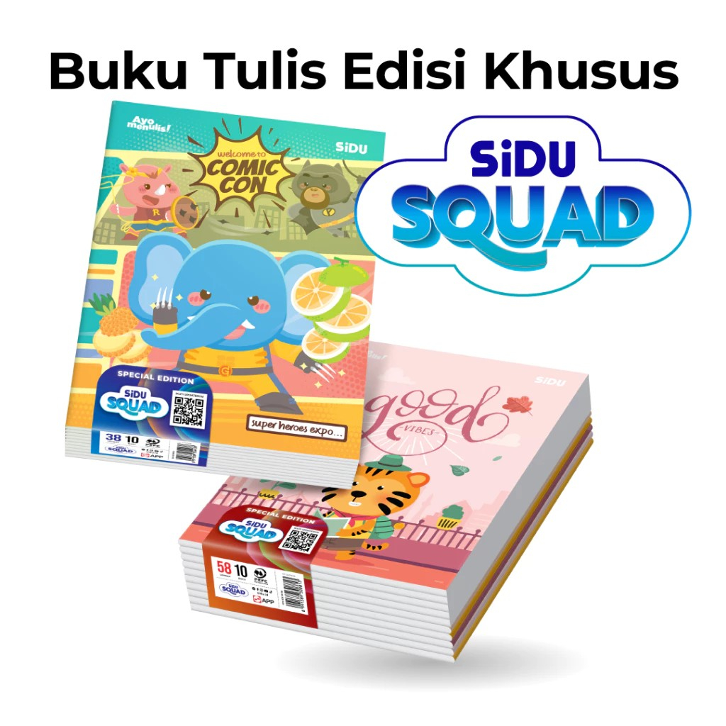 

PGATK-JUAL 10 PCS BUKU SiDU Buku Tulis Special Edition "SiDU Squad" 38 Lembar - (1 pak isi 10 buku)