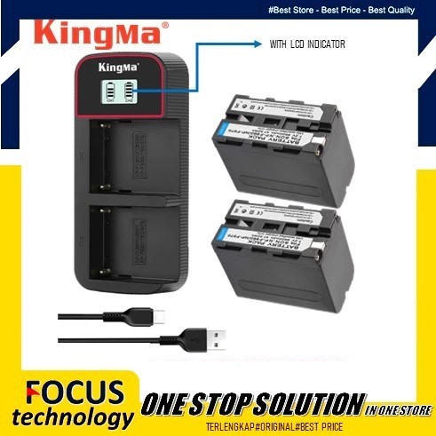 BATERAI KingMa LCD Dual Charger for Sony NP-F970 NP-F980 F970 + 2 Baterai NP-F970