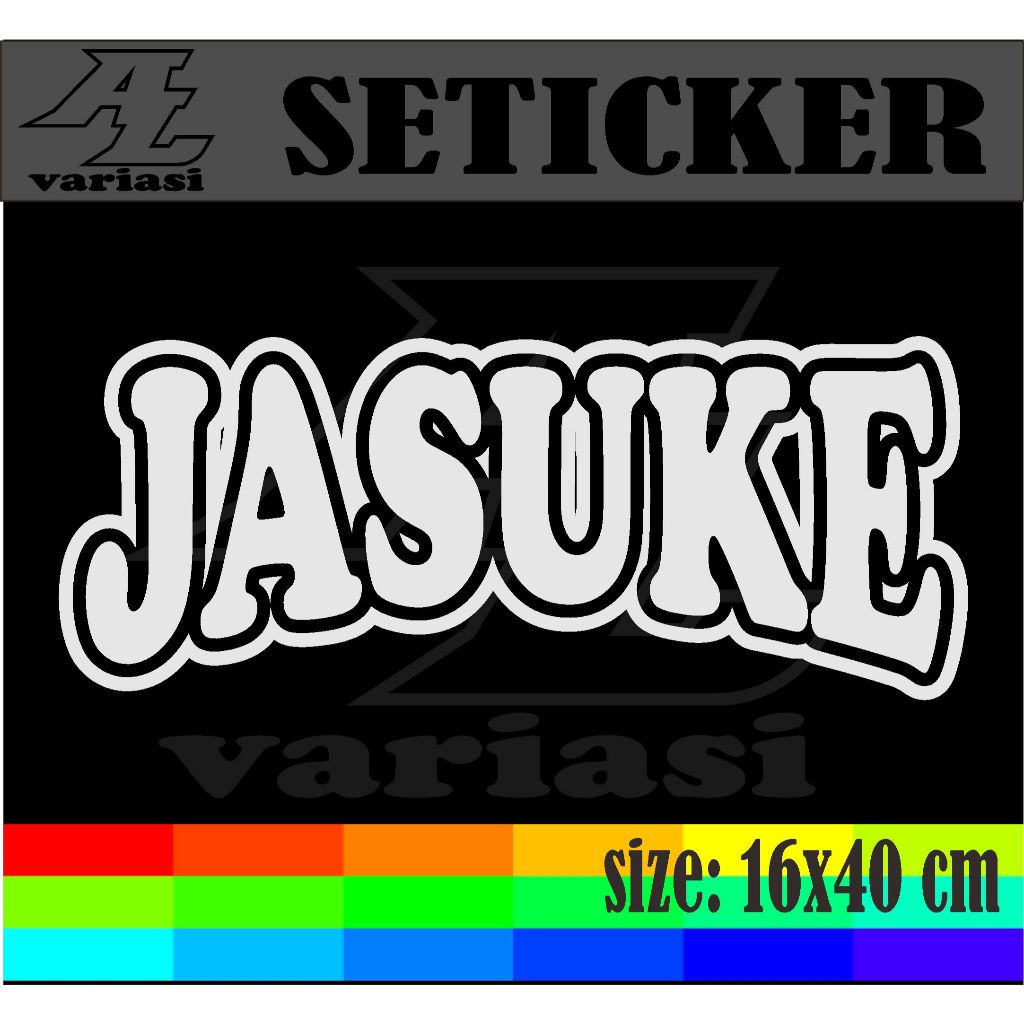 

cutting stiker tempelan nama jualan jasuke dengan variasi melengkung bolong ukuran 16x40 cm