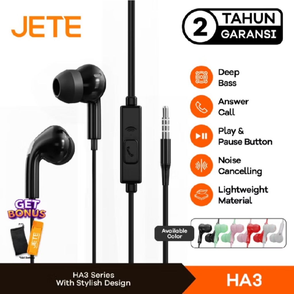 HEADSET EARPHONE JETE HA3 ORIGINAL PRODUK