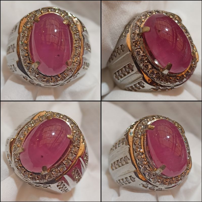 CINCIN BATU NATURAL PINK RUBY KRISTAL TOP QUALITY