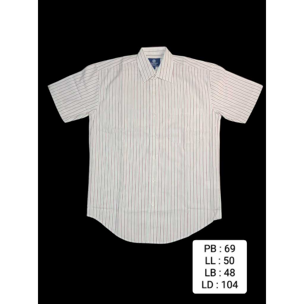 Kemeja Pria Lengan Pendek Motif Garis Vertikal