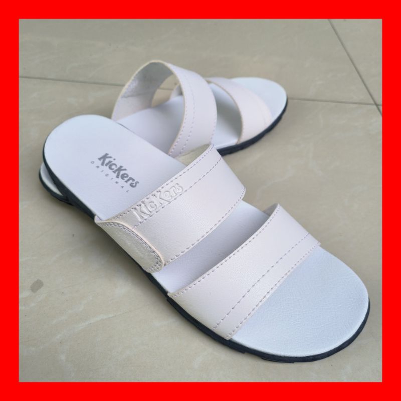 Sandal kickers sandal selop sandal pria sandal kulit putih mitasi