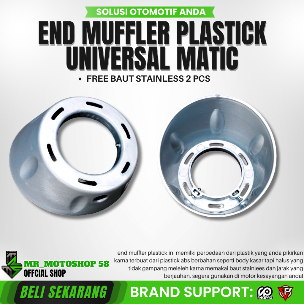 END MUFFLER PLASTICK END CUP UJUNG KNALPOT MATIC BEAT SCOOPY GENIO VARIO 125 150 ADV PCX UNIVERSAL