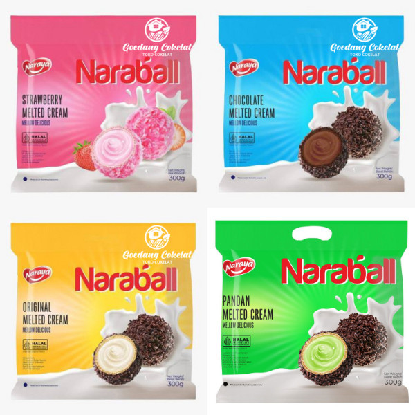 

Naraya Naraball 300 gr Wafer Salut Cookies Lumer Rasa Cokelat Vanita Strauberry Pandan