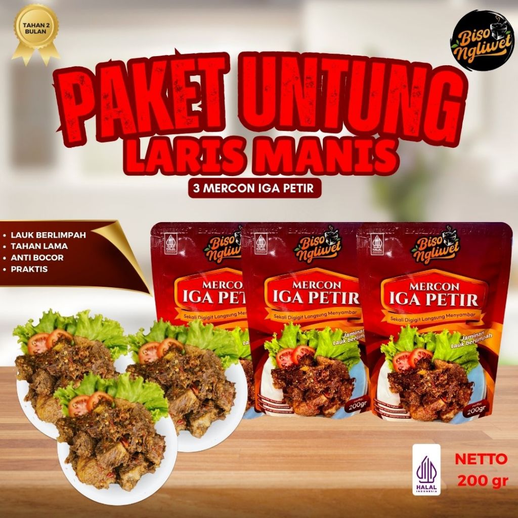 

PAKET LARIS MANIS - 3 Mercon Iga Petir Biso Ngliwet 200 Gr LAUK CEPAT SAJI