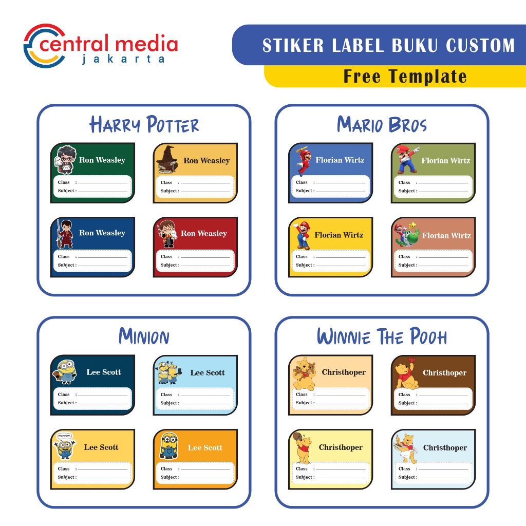 

42 Pcs Cetak Sticker Label Buku Custom CROMO Stiker Nama Anak