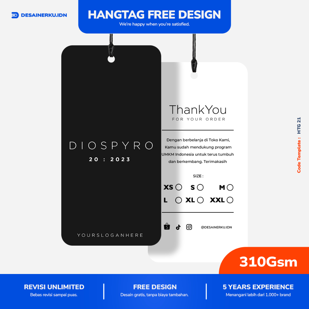Hangtag Baju Custom FREE DESIGN | Cetak Label Tag Baju Desain Sendiri | Tag Baju Murah | LABEL 310