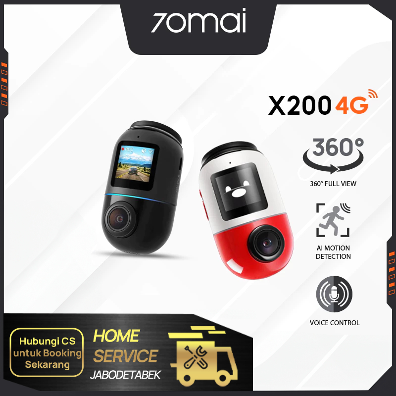 70mai Dash Cam Omni X200 360 Full View 4G Connect HD 1080P FOV 140 Built-in 64/128GB Dashcam Mobil