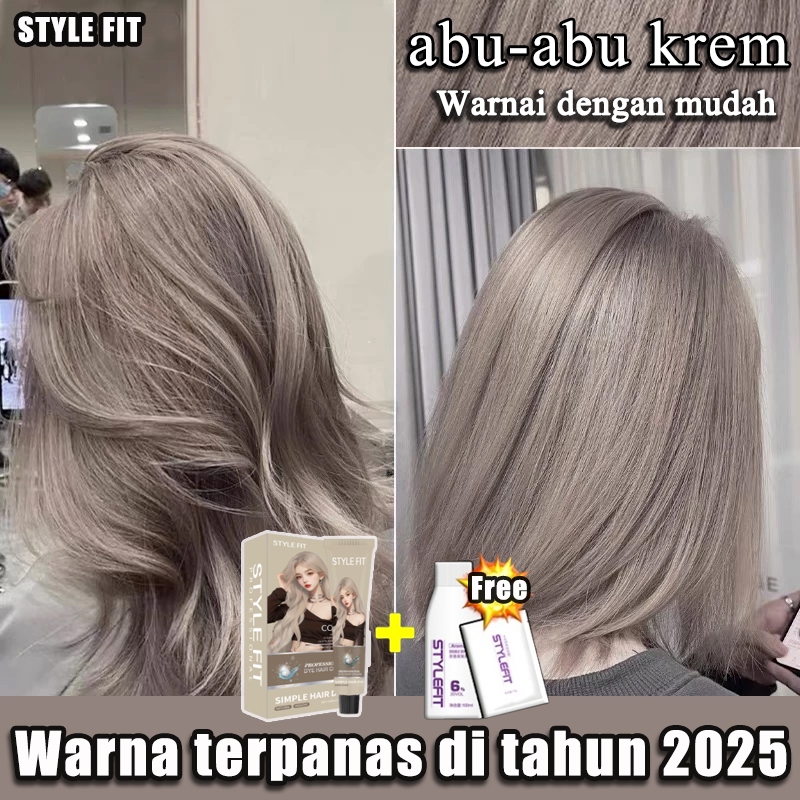 【Viral 2025】STYLE FIT ash brown hair color 200ml  - Hair Dye Cream Warna Natural, Tahan Lama 3 Bulan
