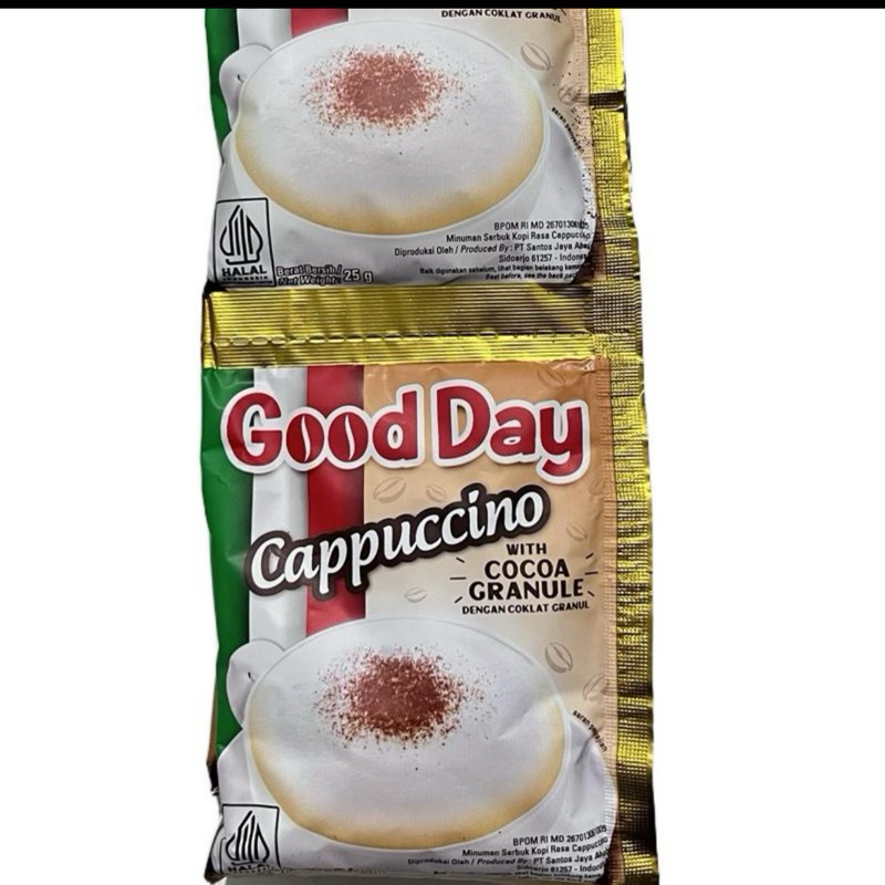 

Good Day Kopi Cappuccino With Cocoa Granule 25G 1 Renceng Isi 10 Sachet