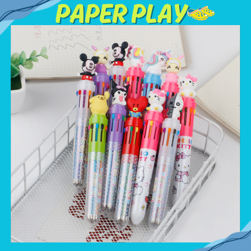 

PAPERPLAY Pena 1 in 10 Warna Karakter / Pulpen Mekanik Gel Korea BT2I / Pen Alat tulis Sekolah U145