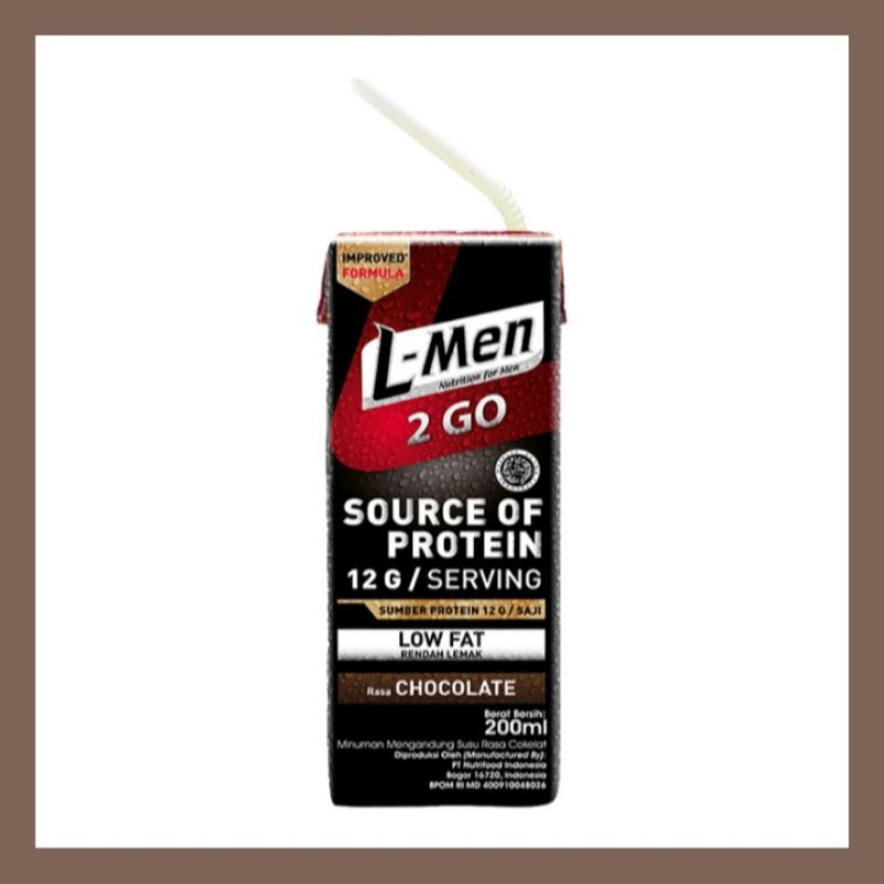 L-Men 2 Go Whey Protein Cokelat Rendah Lemak 200ml