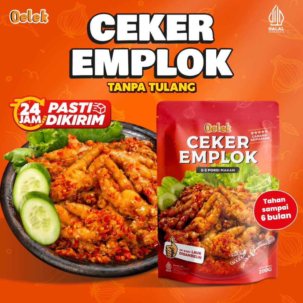 

Oelek Ceker Emplok Mercon Tanpa Tulang / Ceker Mercon Pedas / Lauk Siap Saji / Makanan Instant Food / Lauk Sambal
