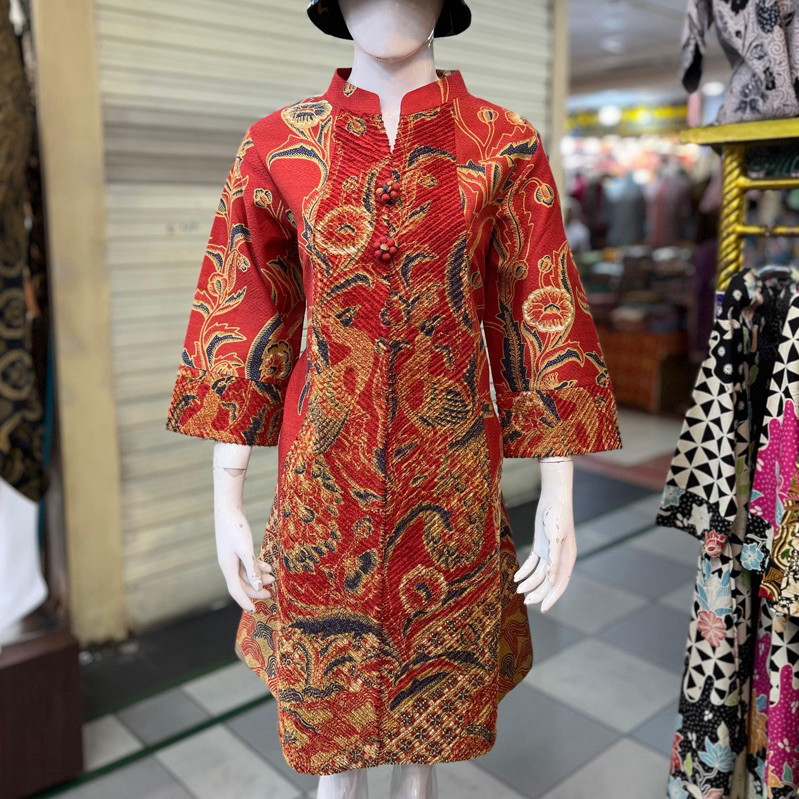 DRESS WANITA BAHAN DOLBY PREMIUM COMBINASI JATAN SIKAT BULU BULU EXCLUSIVE THAMRIN CITY TANAH ABANG 