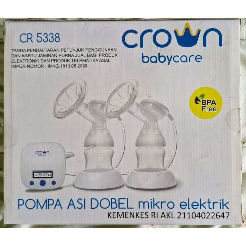 Breastpump pompa ASI dobel mikro elektrik Crown Baby Care CR 5338
