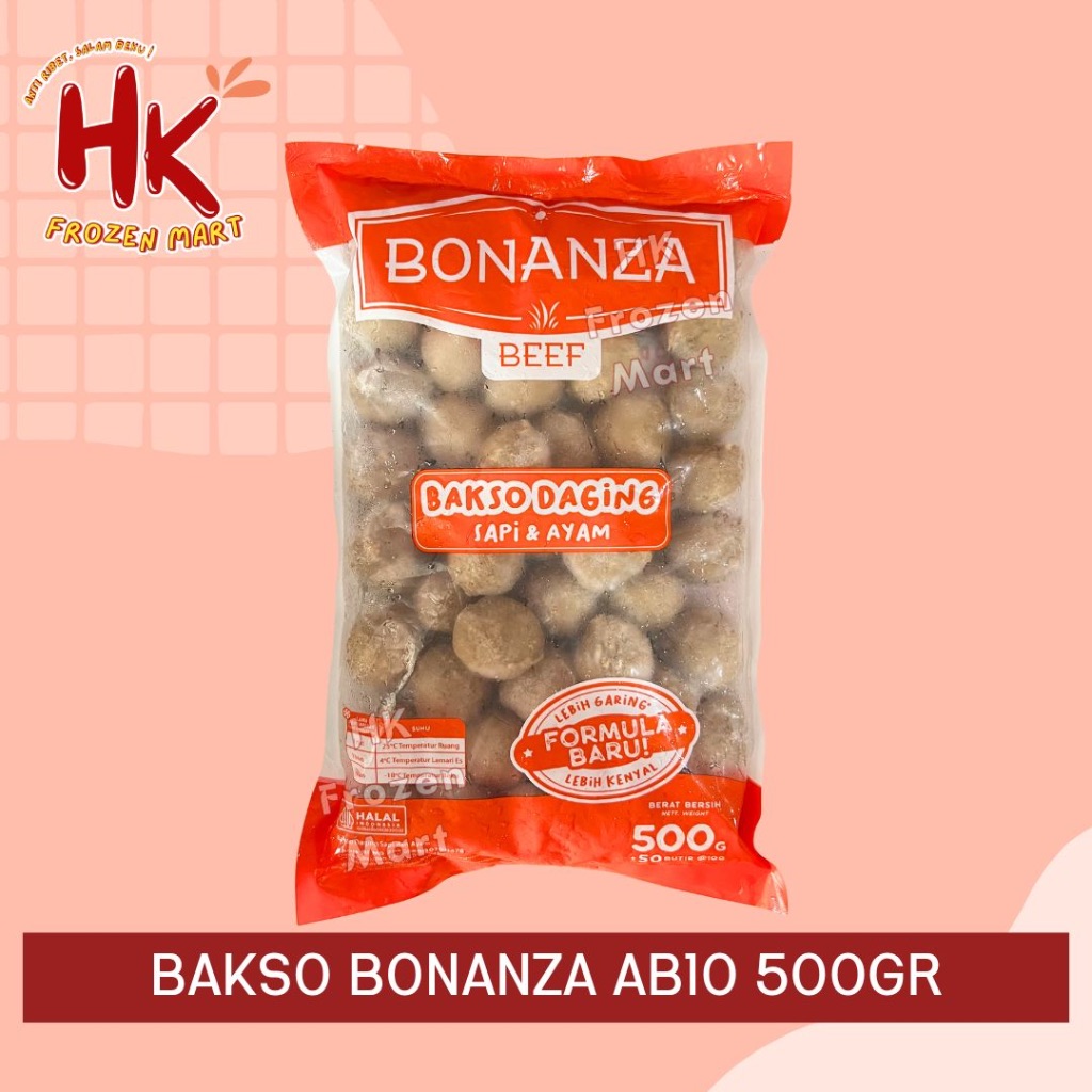 

Bakso Bonanza 500 gram AB10 Kemasan Baru / bakso sapi ayam bakar grill isian suki / HK Frozen Mart
