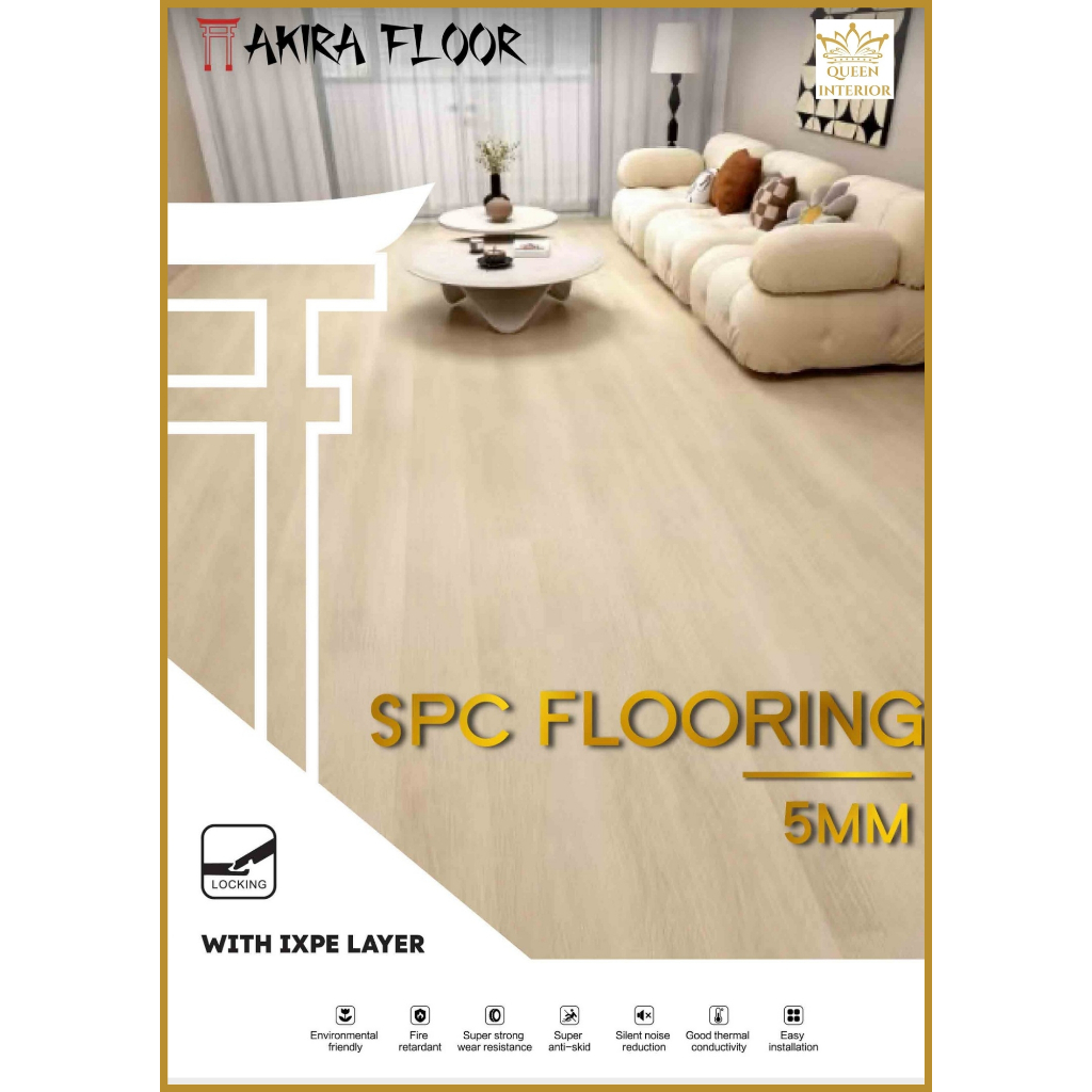 SPC AKIRA FLOOR - SPC FLOORING - LANTAI KAYU - TEBAL 5.5 mm Uk. 2.22m