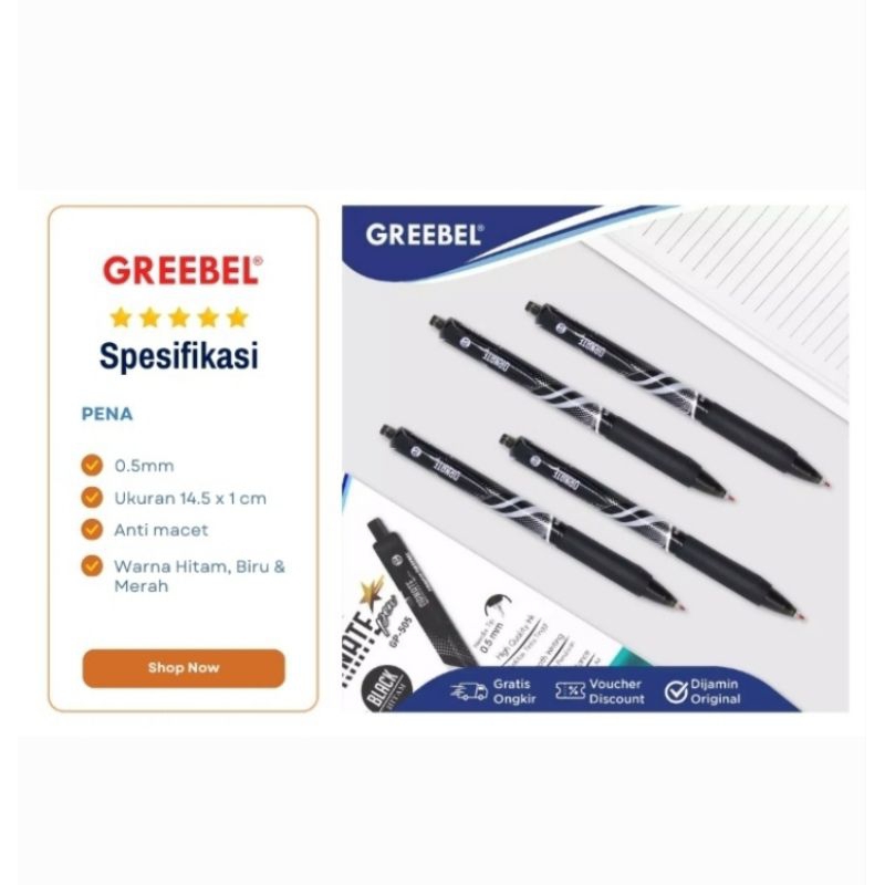 

Pulpen Gel Cetekan Pena Greebel Ornate 0.5mm Hitam Isi 12 Pcs/Kotak