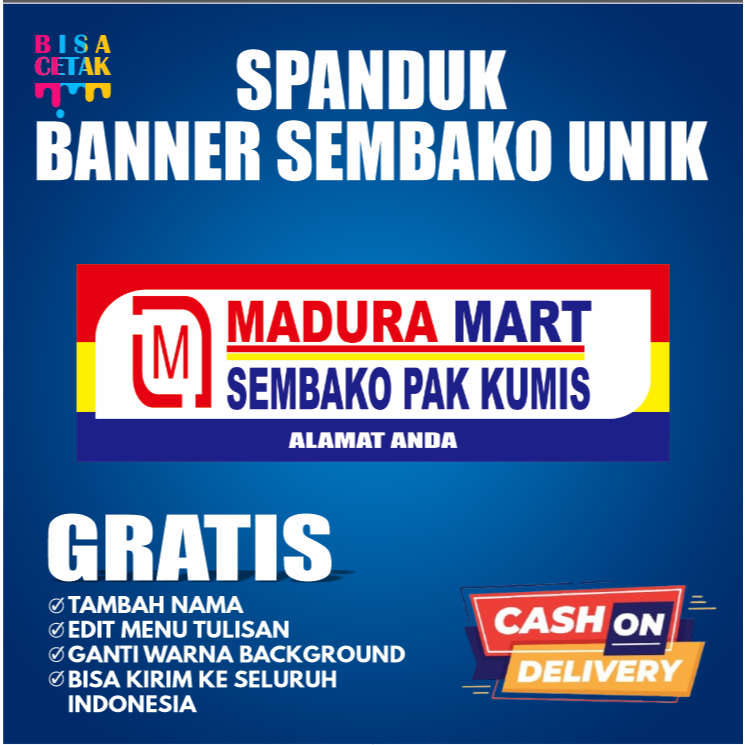 JUAL SPANDUK  BANER TOKO UNIK DAN MENARIK | SPANDUK MADURA SEMBAKO | SPANDUK SEMBAKO | FREE DESAIN |