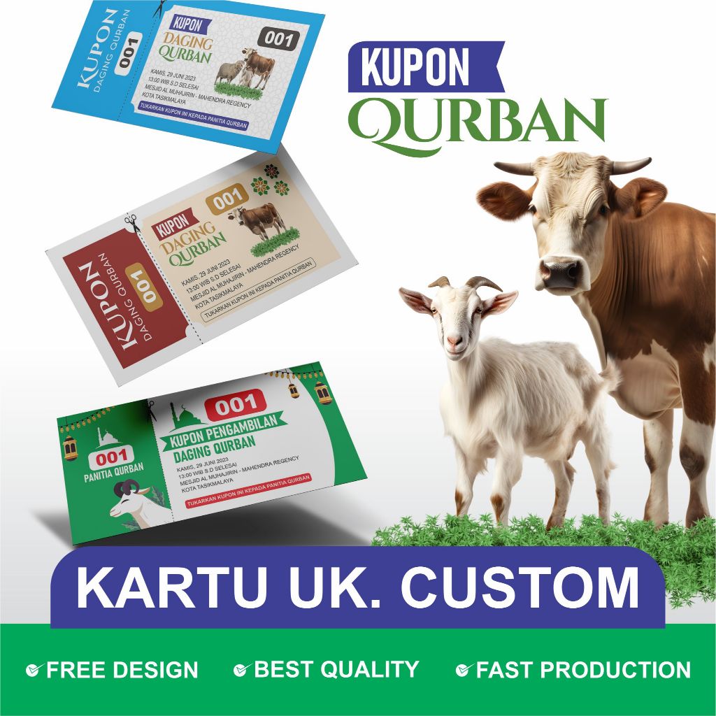 Kupon Penukaran Daging Kurban Idul Adha, Kartu Qurban Sapi atau Domba