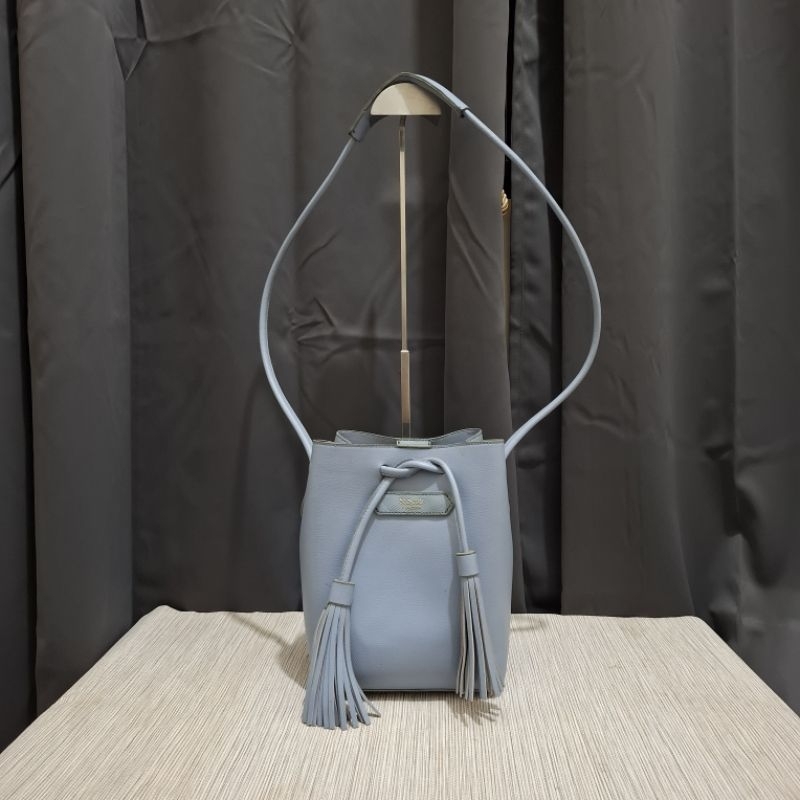 Maive Bucket Bag St. Scott London Slingbag Bucket Serut Kulit Asli Safiano in Biru