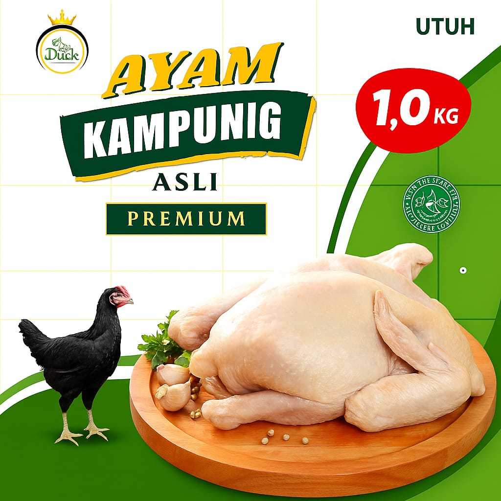

Daging Ayam Kampung 1,0 Kg Utuh Pakai Kepala Kaki Fresh / Frozen