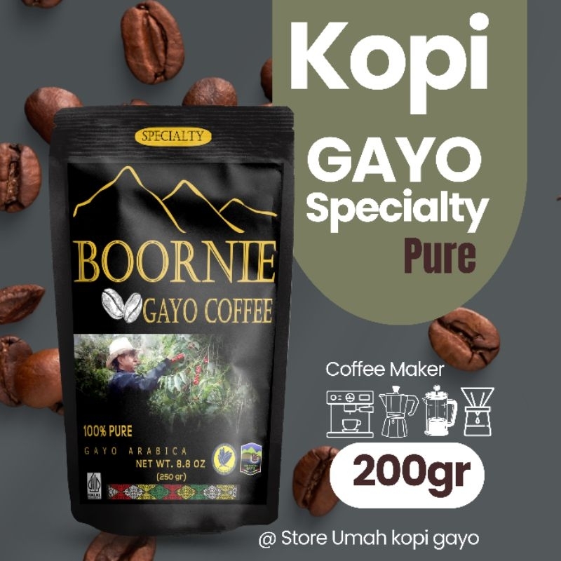

Kopi Gayo Specialty Arabica 200gr base Espresso Kopi Tubruk V60 Drip Coffee Umah Kopi Gayo