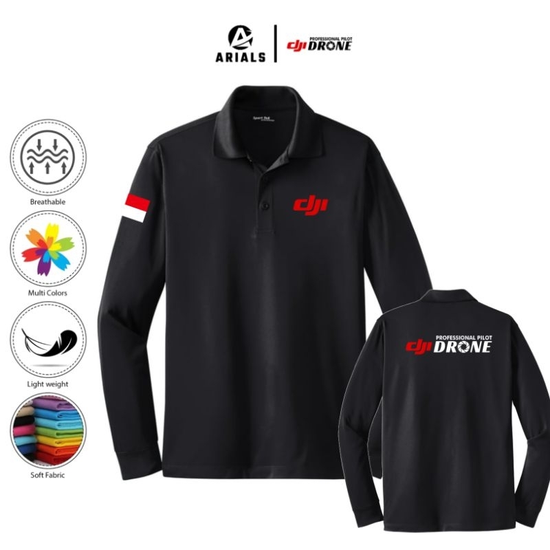 Arials Polo shirt Baju Kaos Kerah Lengan Panjang DJI Drone Profesional Pilot