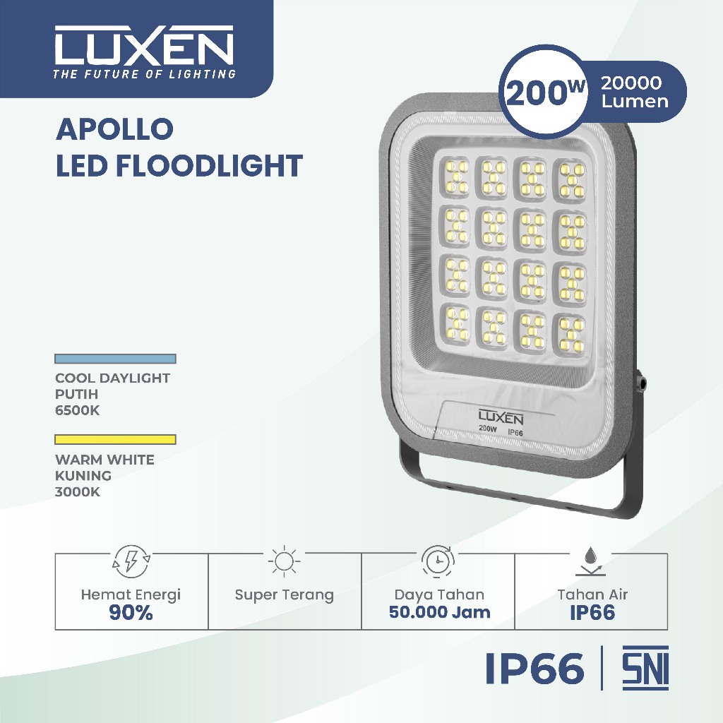 Luxen Lampu Sorot LED Flood Light Apollo 200 Watt Cahaya Putih