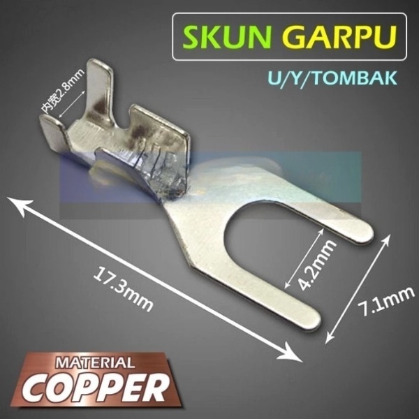 Skun Garpu U Y Terminal Lug Connector Konektor Kabel Cucuk Scun