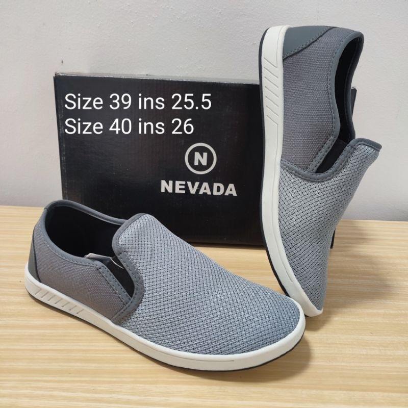 Sepatu Slip On Pria Laki Laki  Branded Nevada Original abu Sol Putih size 39 40