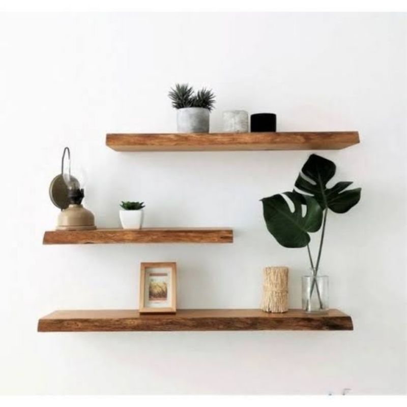 Ambalan Full Kayu / Rak Dinding Solidwood Bukan Kayu Palet
