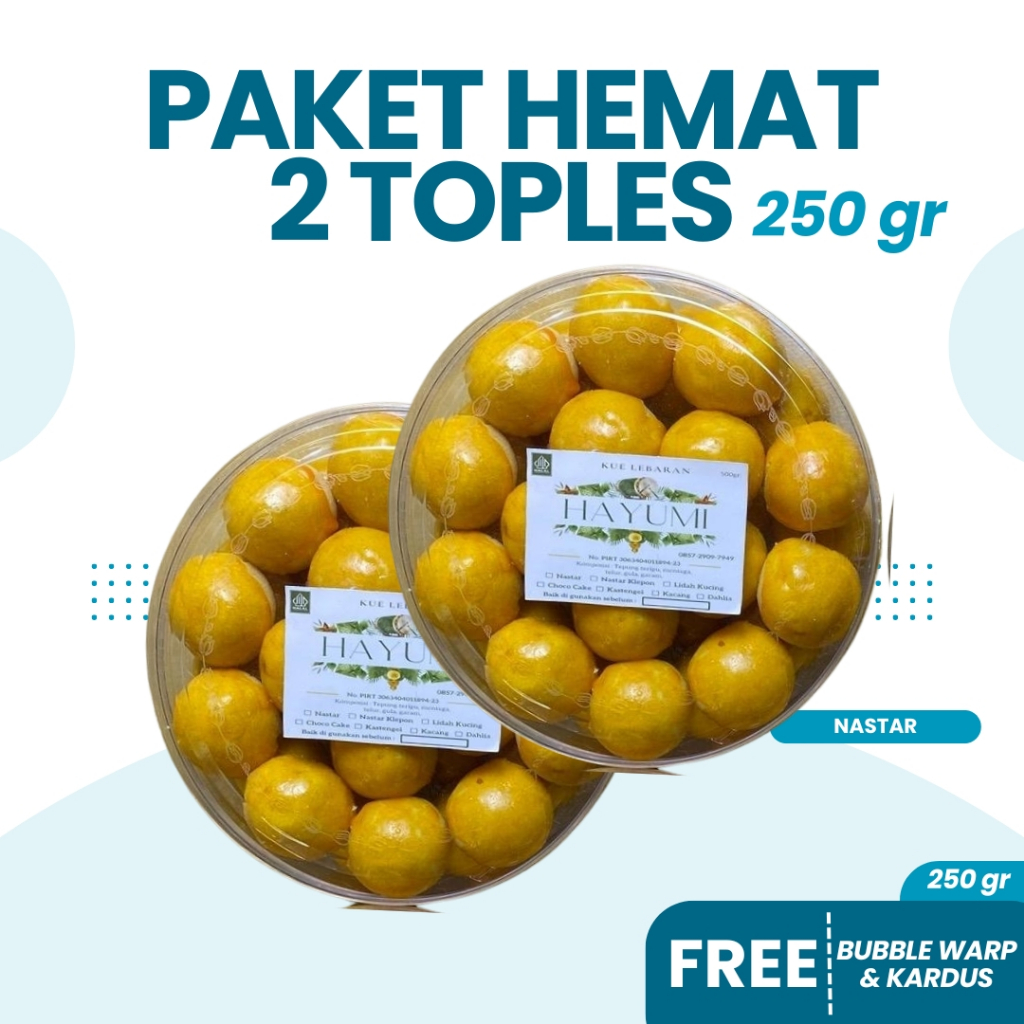 

Kue Kering Nastar Mix 2 Toples Ukuran 250 Gram Homemade Produksi Rumahan Tanpa Pengawet