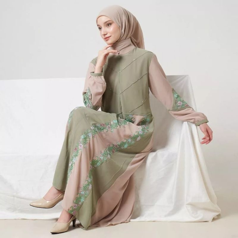 SET GAMIS LAROSA BORDIR ORIGINAL 11.093  /  GAMIS LAROSA BORDIR /  DRESS LAROSA BUSANA SET KERUDUNG 