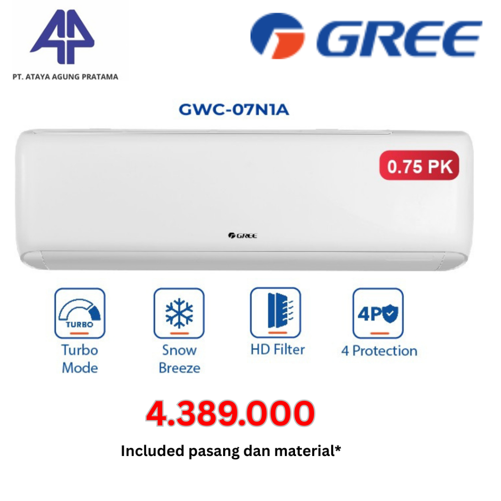 KHUSUS MAKASSAR GOWA AC GREE DELUXE STANDSRT 0,7PK GWC-07N1/ A