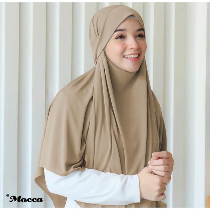 New Hijab French Khimar Aisha Jilbab Masker Syari Niqob 2 In 1 Jersey Premium