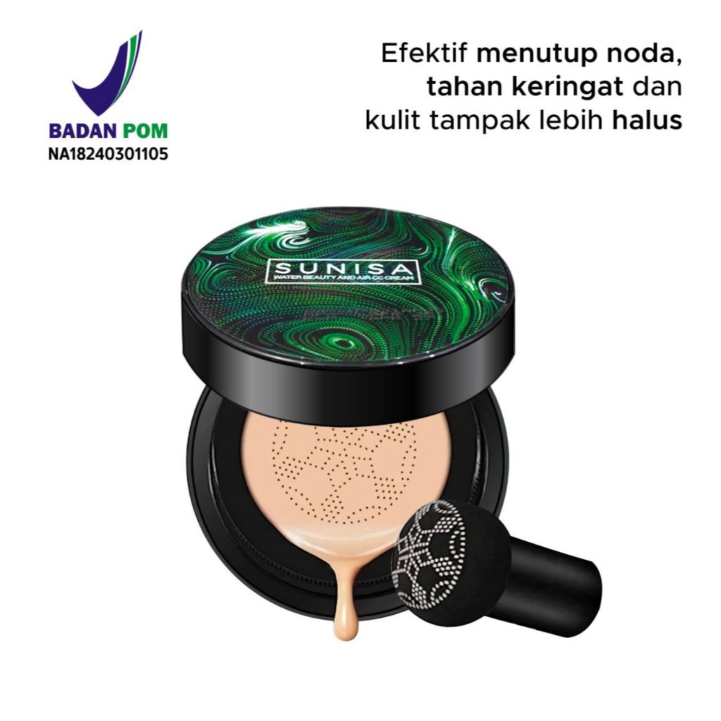 Bedak Padat Tahan Lama Anti Air BPOM Sunisa Cushion BB Cream Foundation Waterproof