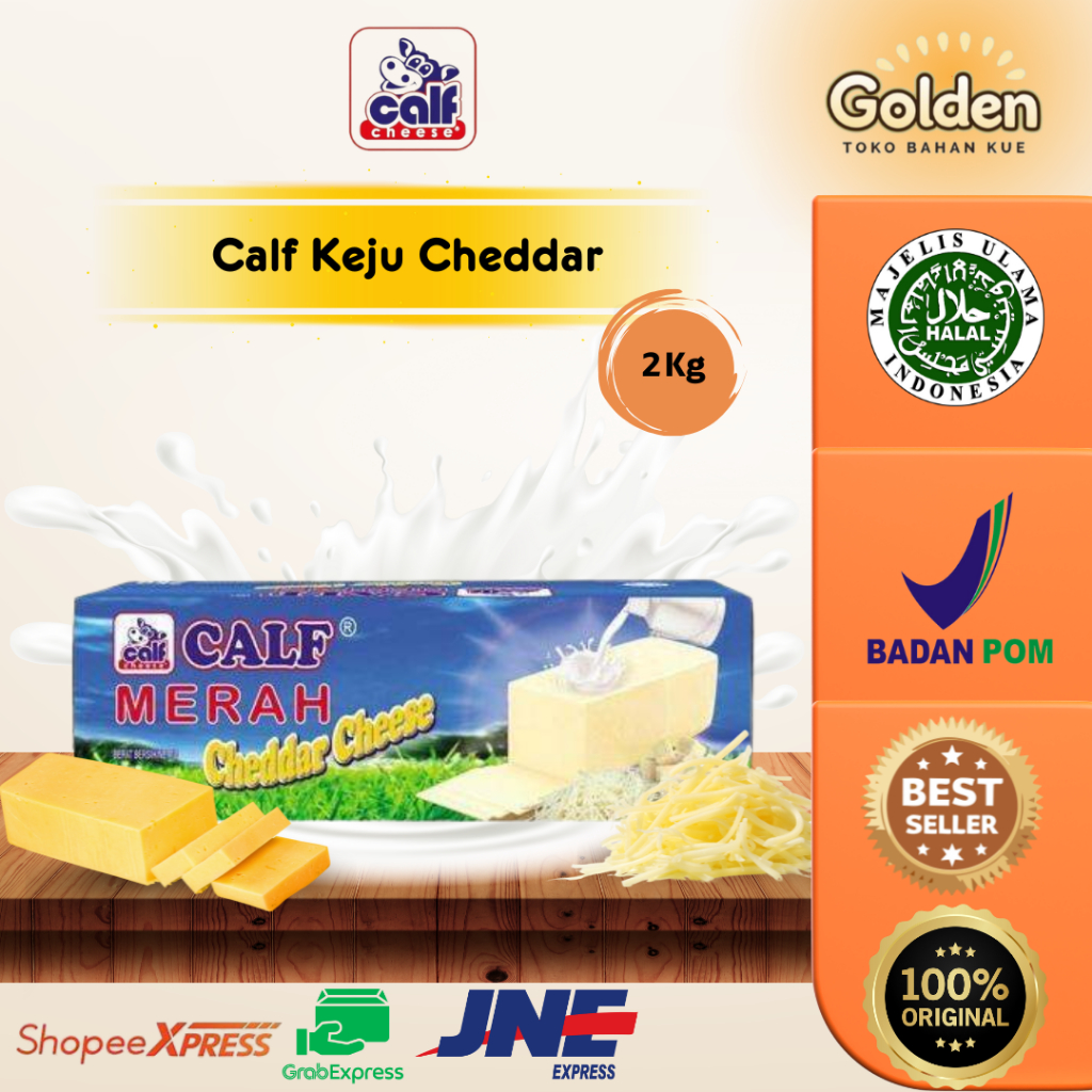

Keju Calf Cheddar 2 Kg / Keju Cheddar Enak Murah