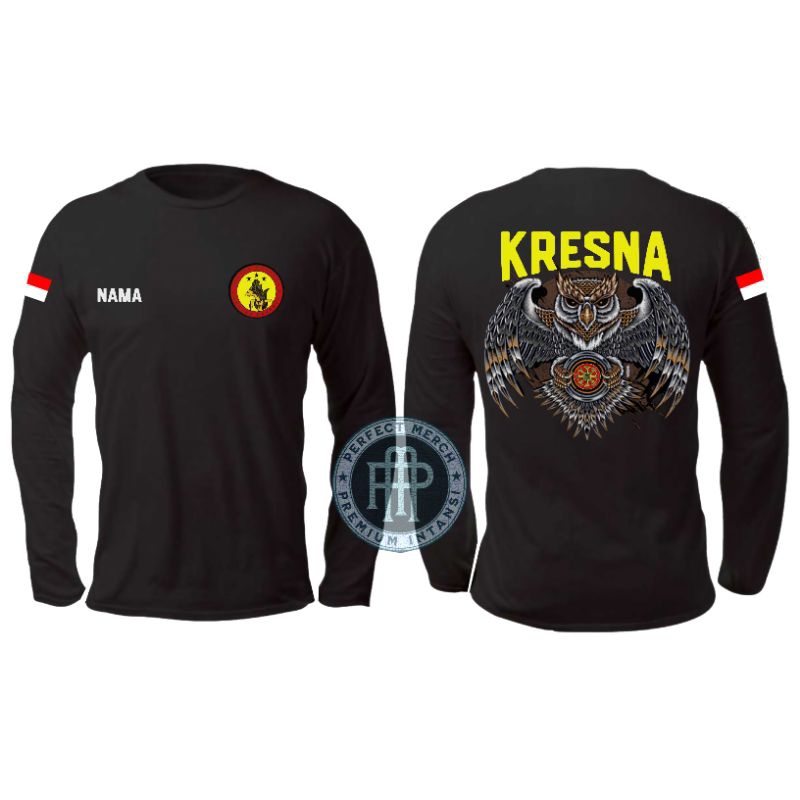 Kaos Kresna Intelkam Cakra Lengan Panjang Lengan Pendek Combed24s Jaket Pria Rompi Vest Zipper Hitam