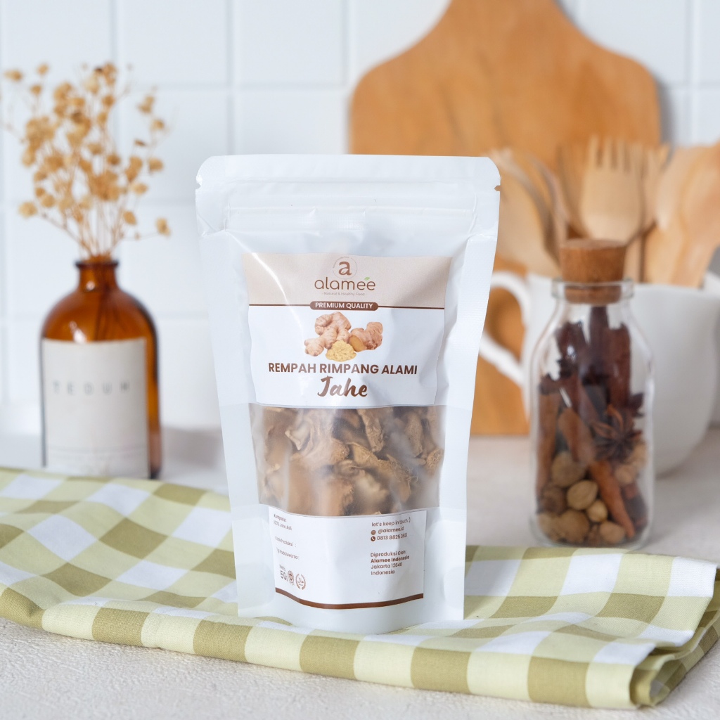 

ALAMEE Jahe Kering Iris Dried Ginger Rempah Rimpang Organik Alami Bumbu Masakan Masak Organic 50g