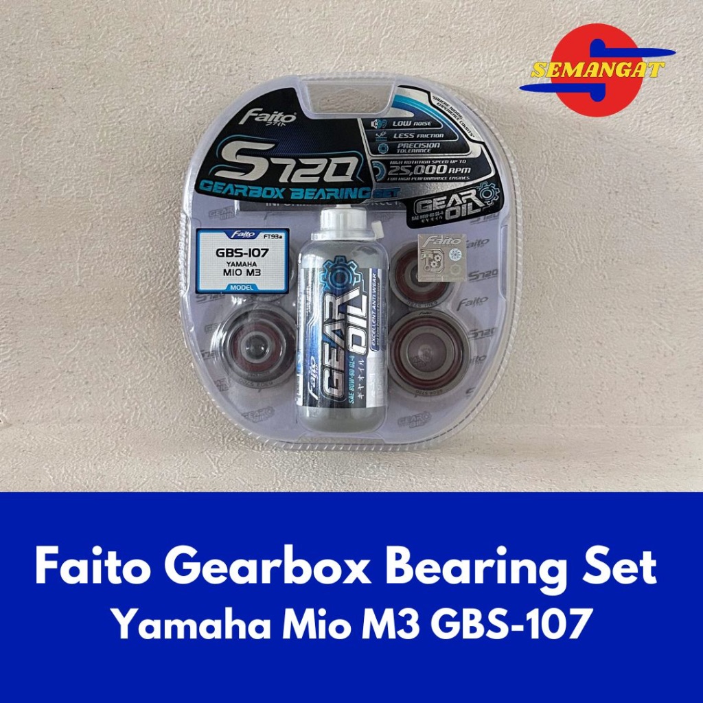 FAITO GEAR BOX BEARING SET YAMAHA MIO M3 + OLI GARDAN LAHER GEARBOX SET GBS 107