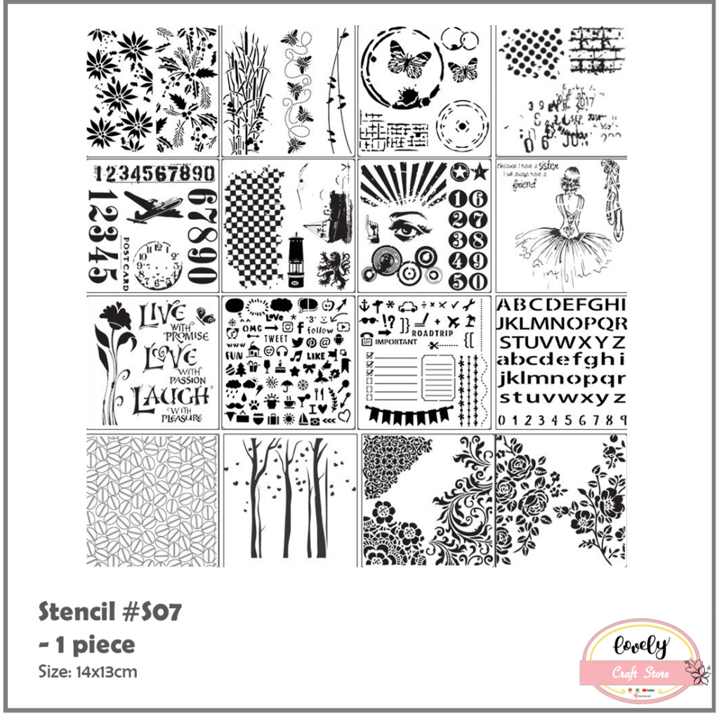 

LovelyCraftStore | plastic stencil S07 1pc cetakan stensil lukis, craft, kue cake, baking, scrapbook, journal, bujo
