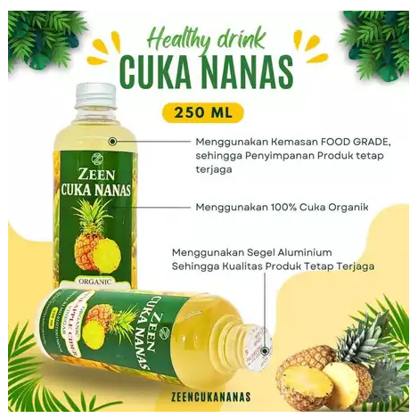 

ZEEN CUKA NANAS ISI 250 ML ORIGINAL UNTUK KESEHATAN ORGANIK HALAL BPOM