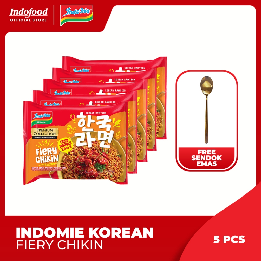 

wadistroalip 5 PCS - Indomie Korean Fiery Chickin 94 Gr Free Sendok Emas