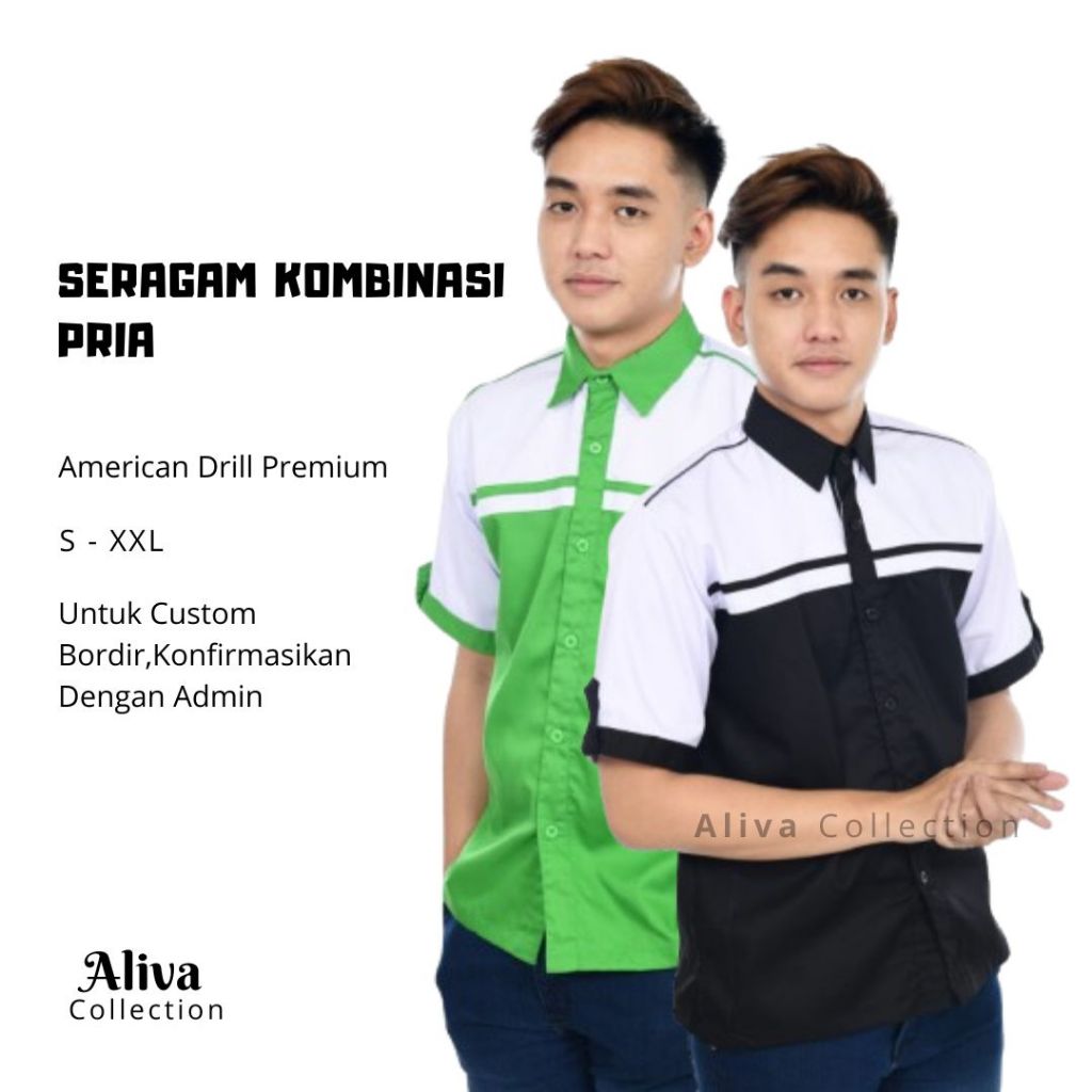 Seragam Kerja Pria/Baju Kerja Murah/Baju Seragam Karyawan Tangan Pendek