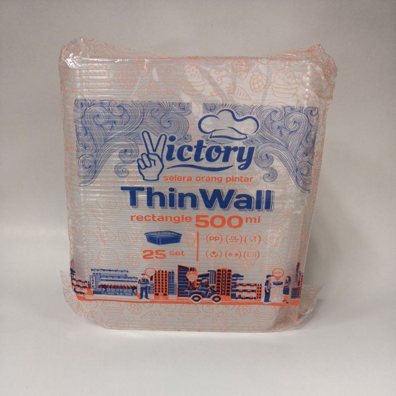 Thin Wall persegi ukuran 500ml , kotak makan plastik